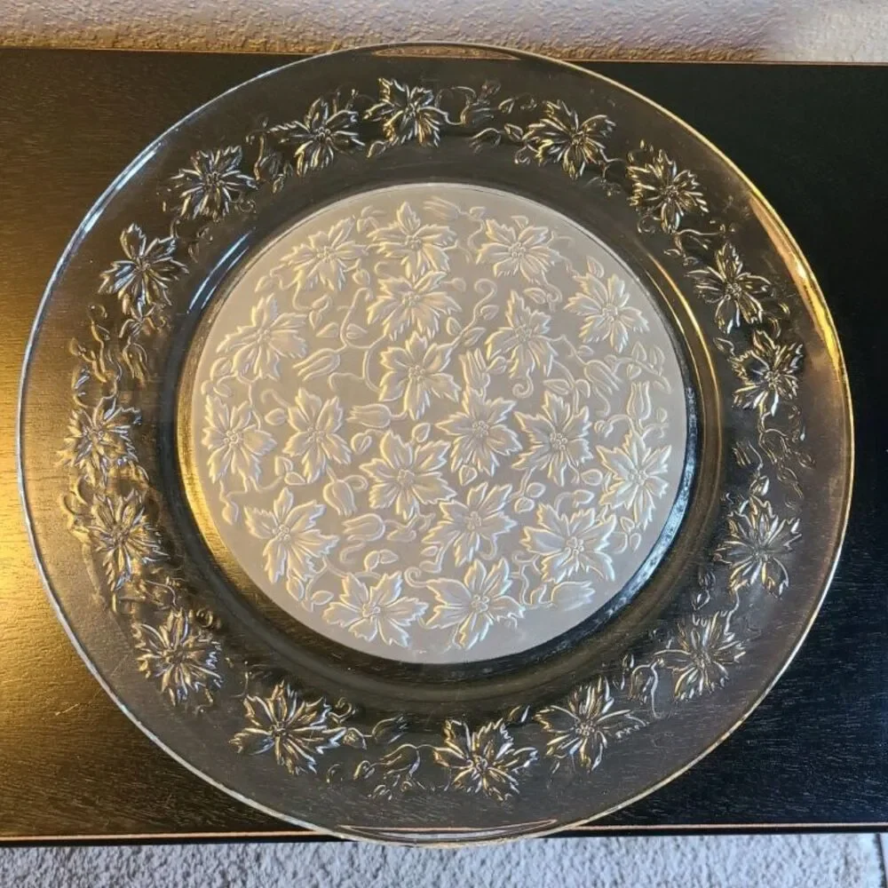Princess House Fantasia Poinsettia Glass Plate Set 10
